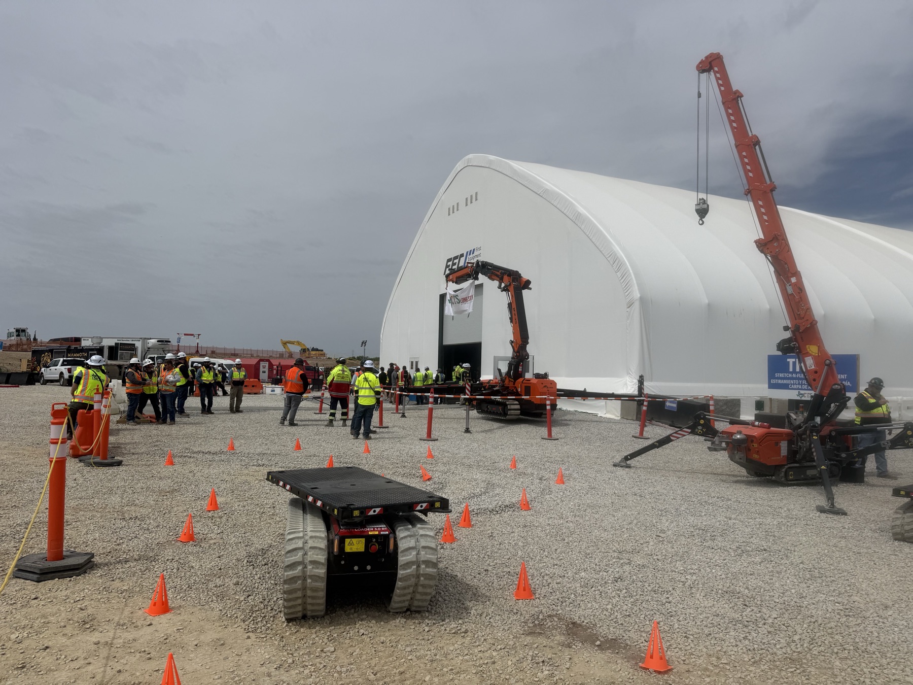 Jekko mini cranes staged at data center site
